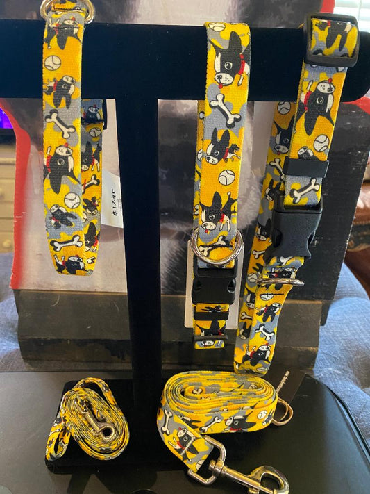Yellow Camo Dog Collars and Leashes