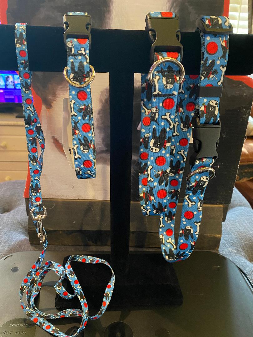 Blue Bones Dog Collars and Leash