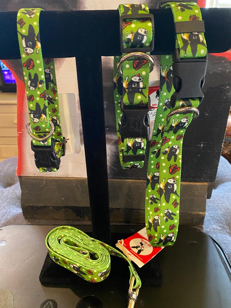 Green Butterfly Dog Collars and Leash